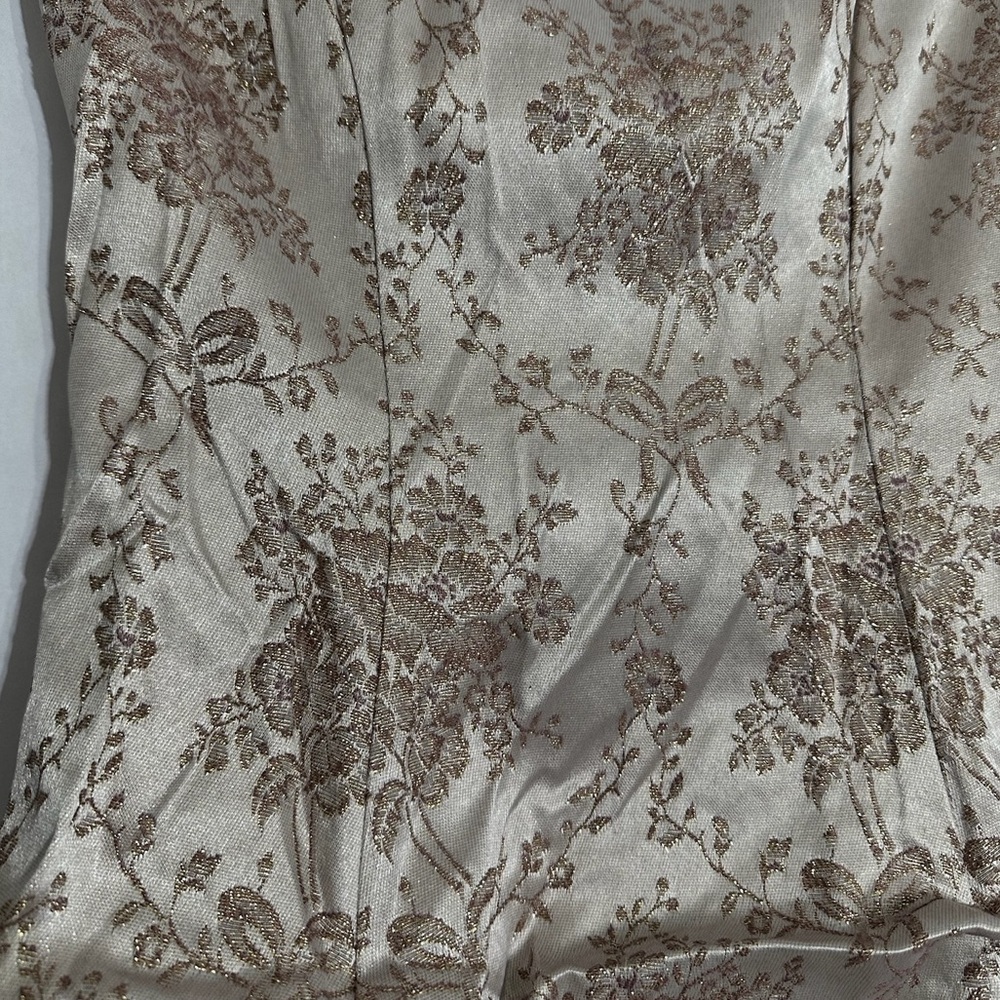 Zum Zum by Niki Livas Strapless Brocade Party Dress Champagne Y2K Size 1 Juniors - Picture 2 of 10